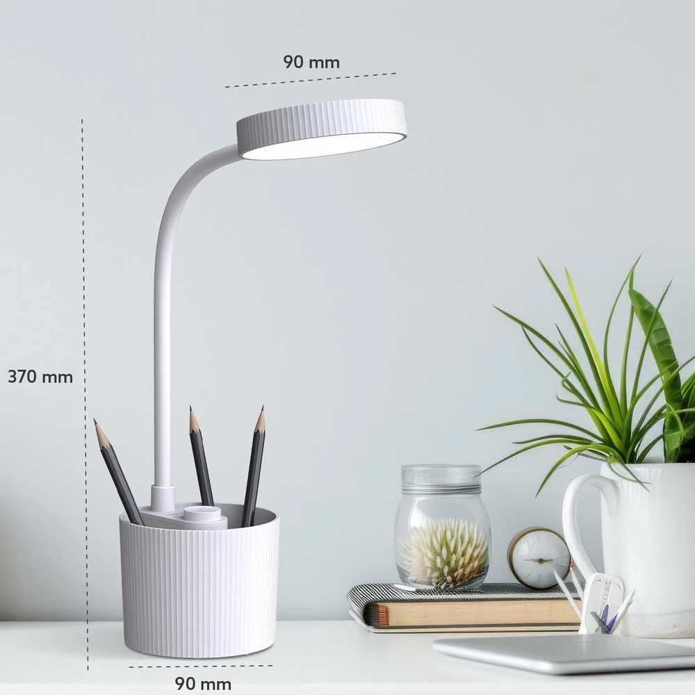 Stalinis LED šviestuvas 5W with pen holder PURE FLB-20 AGNES baltos spalvos Forever Light