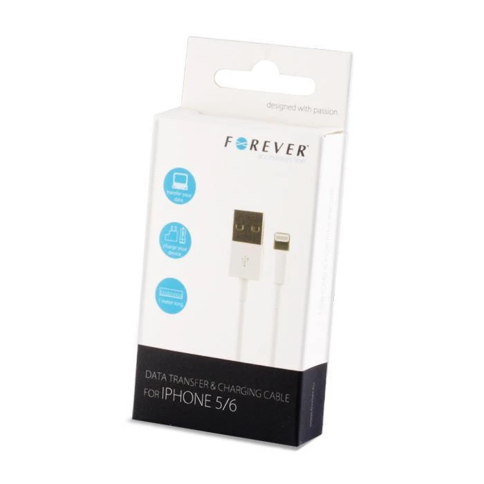 Kabelis Forever Lightning iPhone 5/6 whi