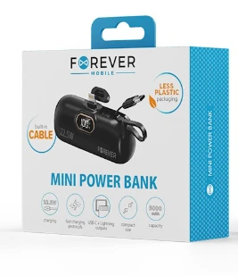Telforceone Forever mini power bank MTB-100 22.5W 5000 mAh Lightning juodos spalvos