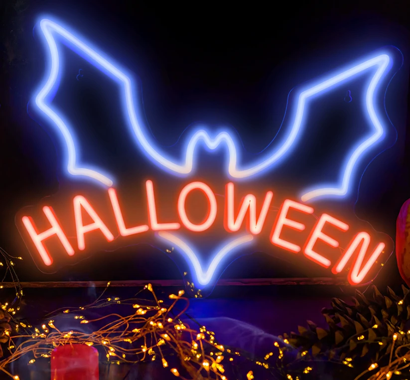 Neon PLEXI LED HALLOWEEN mėlyna raudona NNE17 Neolia