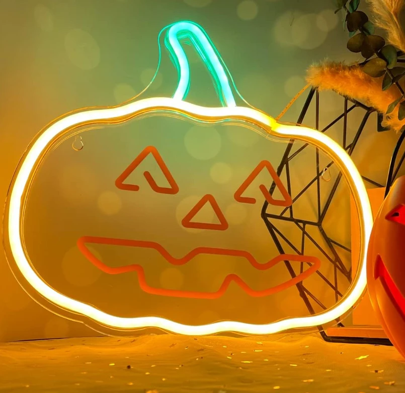 TelForceone Neoninė PLEXI LED HAPPY PUMPKIN oranžinė žalia FPNE10"Forever" šviesiai