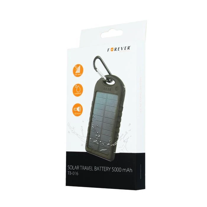 Nešiojamas įkroviklis su saulės baterija Forever Tecnostyle 5000MAH BK
