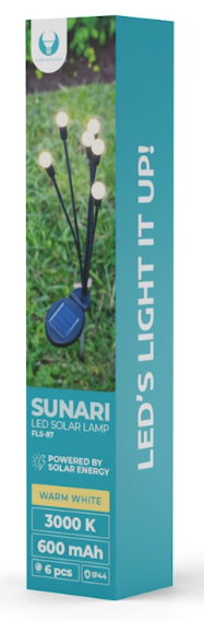 Plastrol SUNARI saulės lempa LED FLS-87 saulės ugniagesiai x6 3000K 600mAh Li-Ion Forever Light