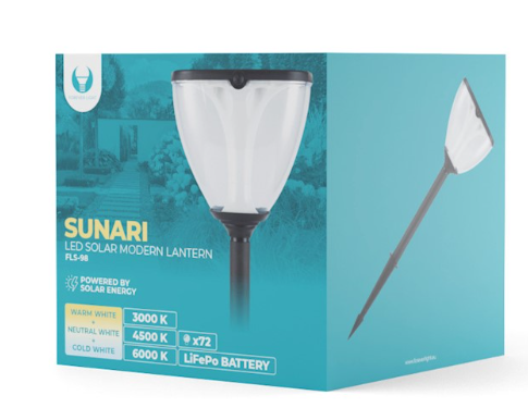 TelForceone SUNARI saulės lempa LED FLS-98 MODERN Post 3000K+6000K 2200mAh LiFePO4 + PIR Forever Light
