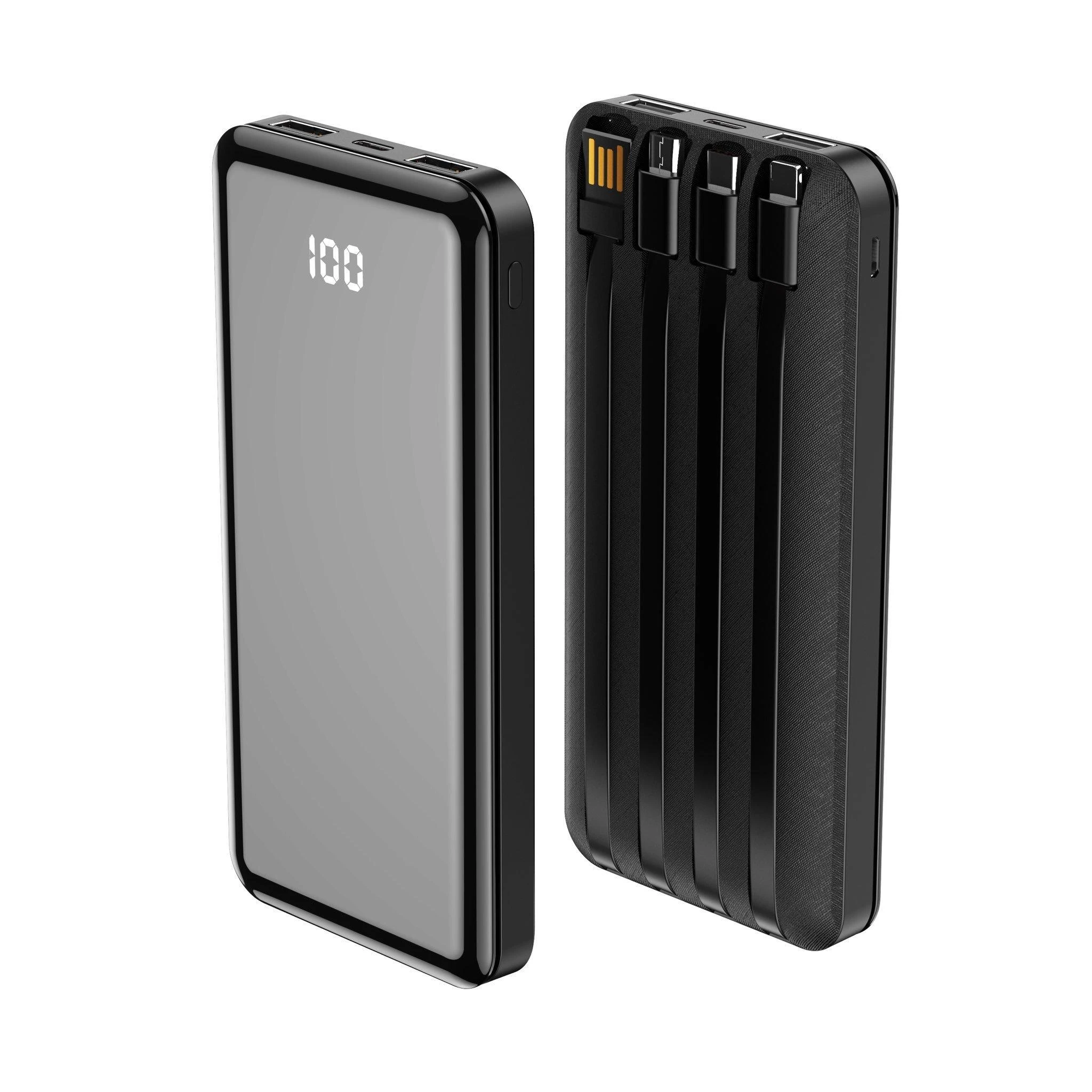 Forever power bank TB-411 ALLin1 10000 mAh su kabeliss USB-C + Lightning + microUSB juodos spalvos
