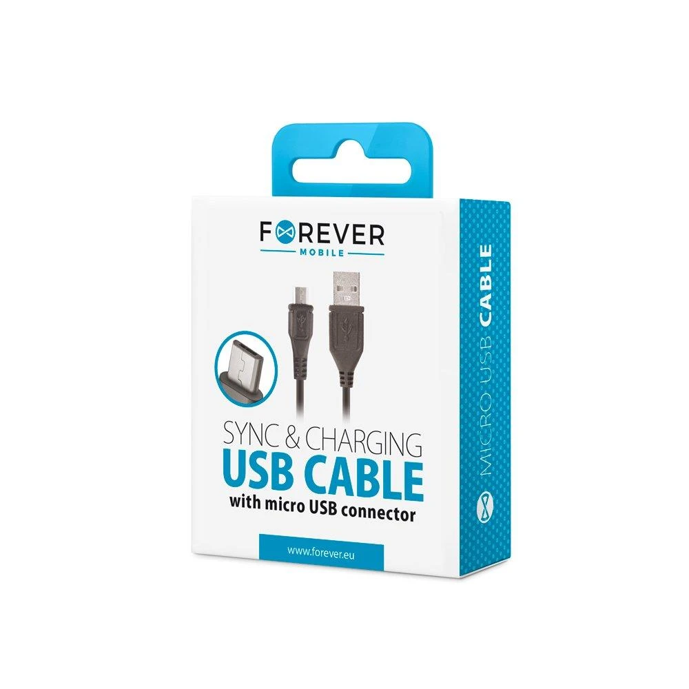 Forever kabelis USB - microUSB 1,0 m 1A juodos spalvos