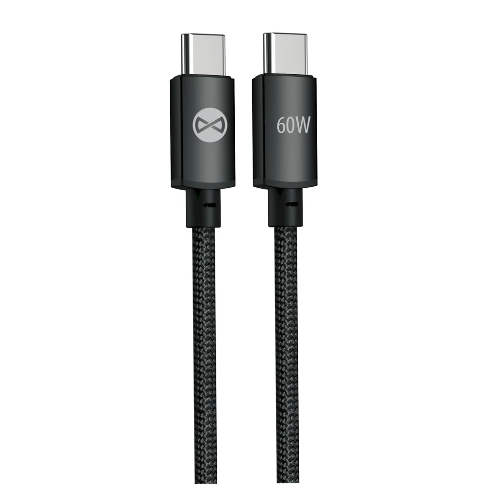 Forever Vibe laidas USB-C – USB-C 1,0 m 60W tamsiai pilkas