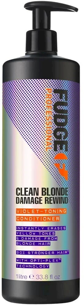 Fudge Professional Clean Skirtas šviesiems plaukams Damage Rewind Violet-Toning Conditioner kondicionierius pažeistiems šviesiems plaukams, 1000 ml