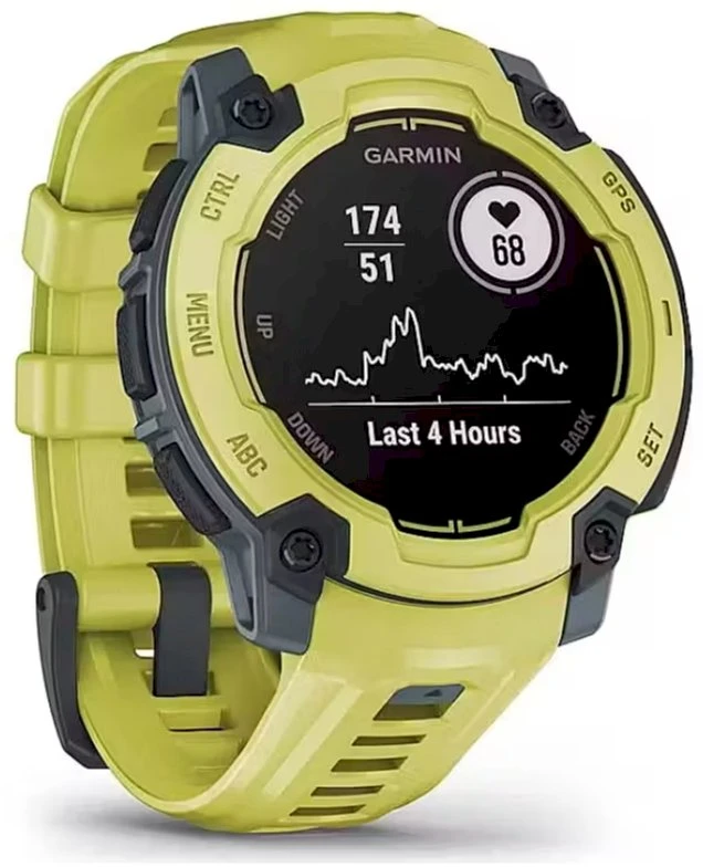 Išmanusis laikrodis Garmin Instinct E – 45 mm, Su laimo spalvos dirželiu