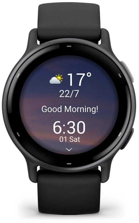 Išmanusis laikrodis Garmin vívoactive® 5, Skalūnų spalvos aliuminio apvadas su juodu korpusu ir silikoniniu dirželiu