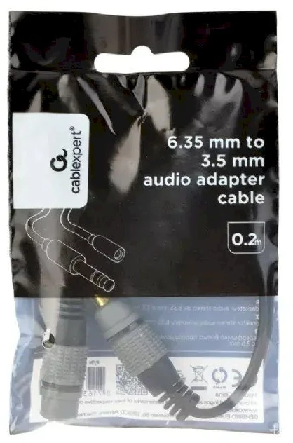 GEMBIRD A-63M35F-0.2M 6.35mm to 3.5mm audio adapter 0.2m juodas