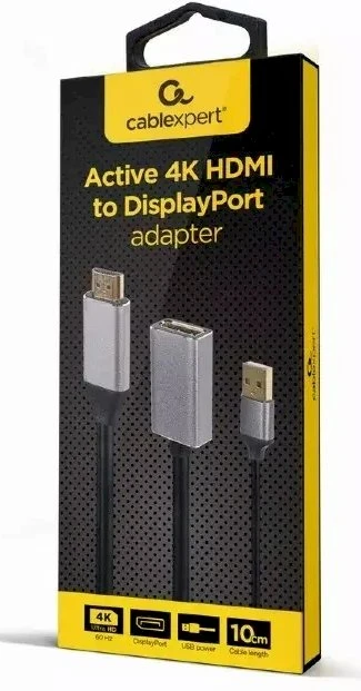 GEMBIRD Active 4K HDMI male to DisplayPort moteriškas adapteris juodas