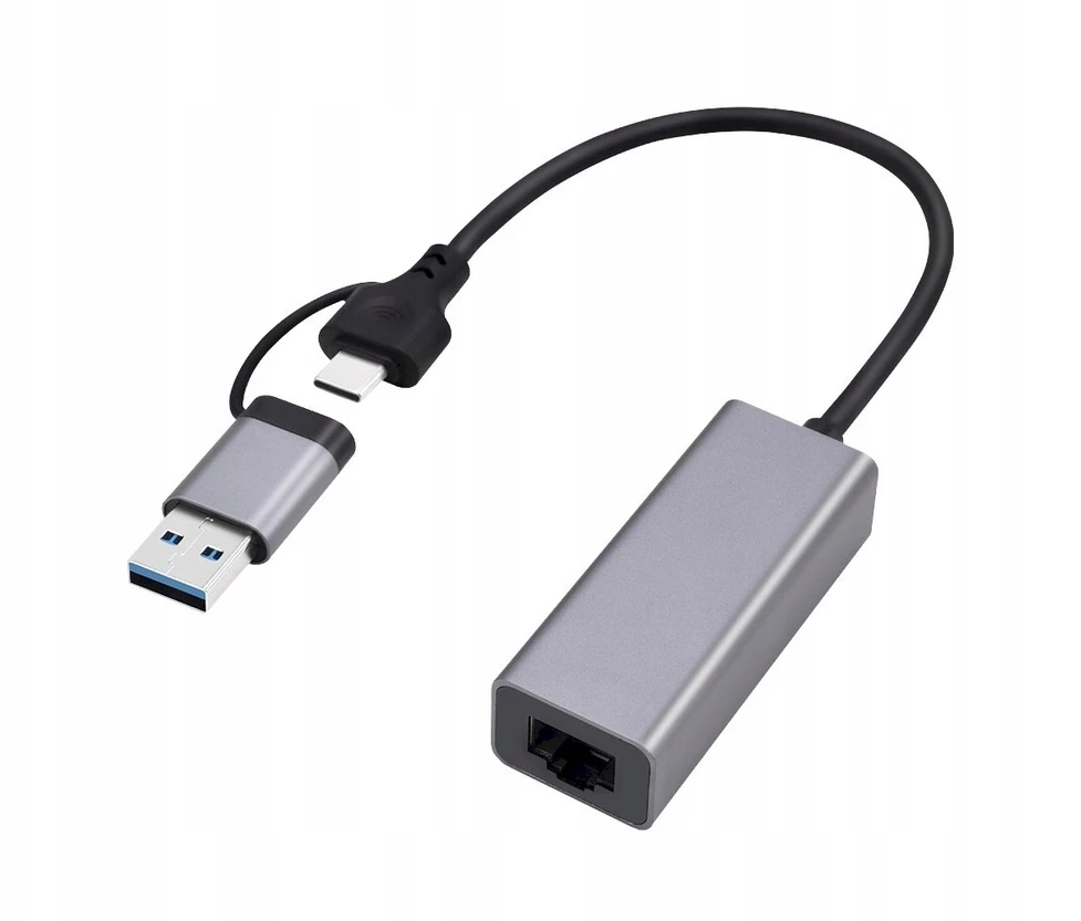 GEMBIRD USB 3.1 + type-C Gigabit tinklo adapteris space pilkas