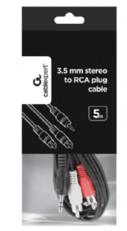 GEMBIRD CCA-458-5M Gembird garso kabelis JACK 3,5mm M / 2x RCA (CINCH) M 5M
