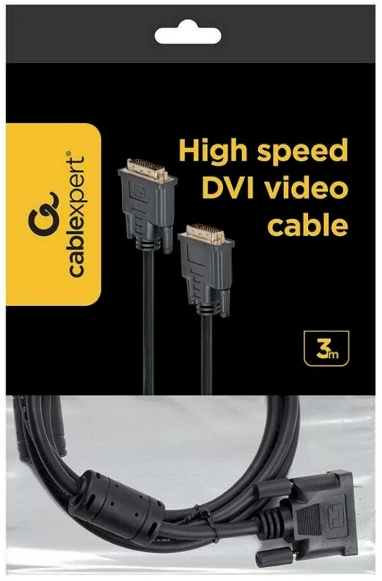 GEMBIRD CC-DVI2-BK-10 Gembird DVI-D/DVI-D (24+1) video cable dual link cable juodas 3m