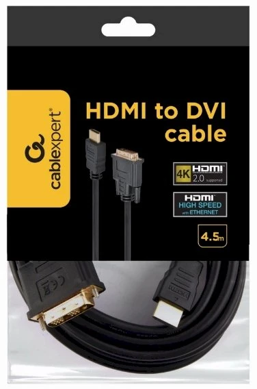GEMBIRD CC-HDMI-DVI-15 HDMI-DVI kištukas-kištukas kabelis su auksinėmis jungtimis, 4,5 m, urmu pakuotė