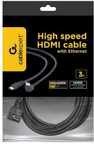 GEMBIRD CC-HDMI490-10 Gembird 90 laipsnių HDMI kištukas-kištukas kabelis su auksinėmis jungtimis, 3m