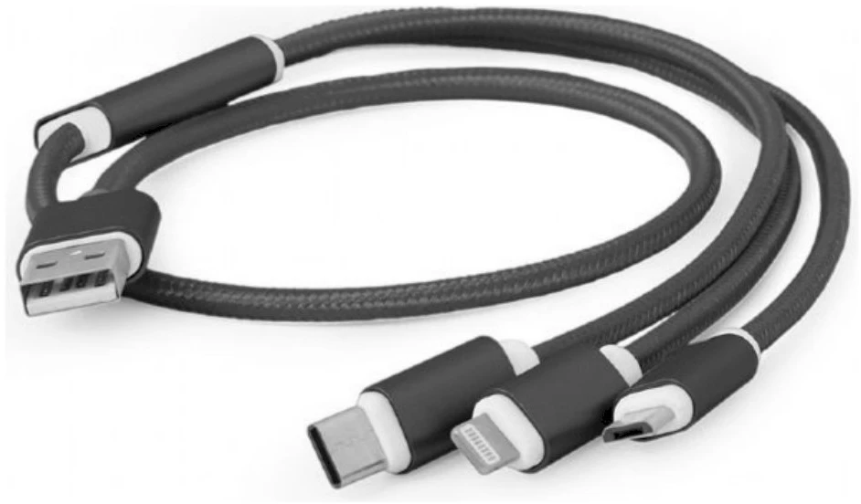 GEMBIRD CC-USB2-AM31-1M Gembird USB įkrovimo kombinuotas 3 viename laidas, juodas, 1m