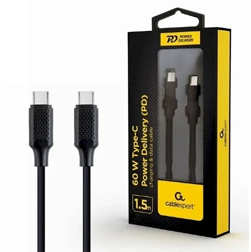 GEMBIRD CC-USB2-CMCM60-1.5M 60 W Type-C maitinimo PD įkrovimo duomenų kabelis 1.5m
