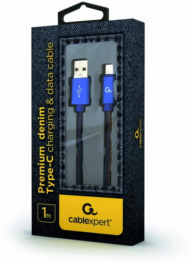 GEMBIRD CC-USB2J-AMCM-1M-BL Gembird Premium džinsai (džinsiniai) Type-C USB laidas su metalinėmis jungtimis, 1m, mėlynas