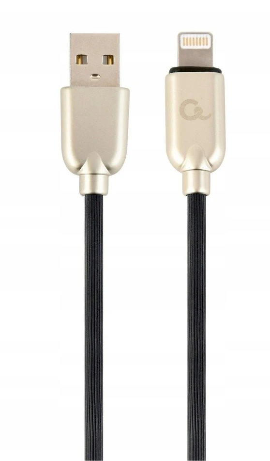 GEMBIRD CC-USB2R-AMLM-1M Gembird Premium guminis 8 kontaktų įkrovimo ir duomenų kabelis, 1m, juodas