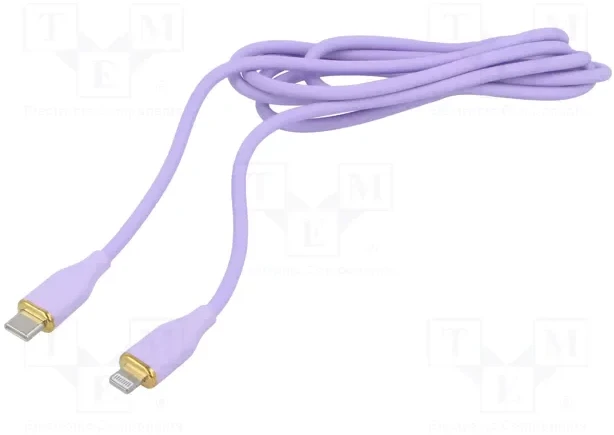 Kabelis Gembird Premium silicon 8-pin kištukas - USB Type-C kištukas 1.5m violetinis