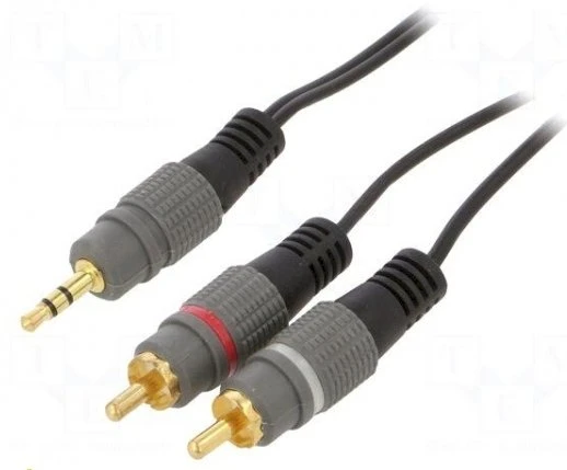 GEMBIRD 3,5 mm stereo kištukas į 2xRCA kištukus, 2,5 m kabelis, auksinės dangos jungtys