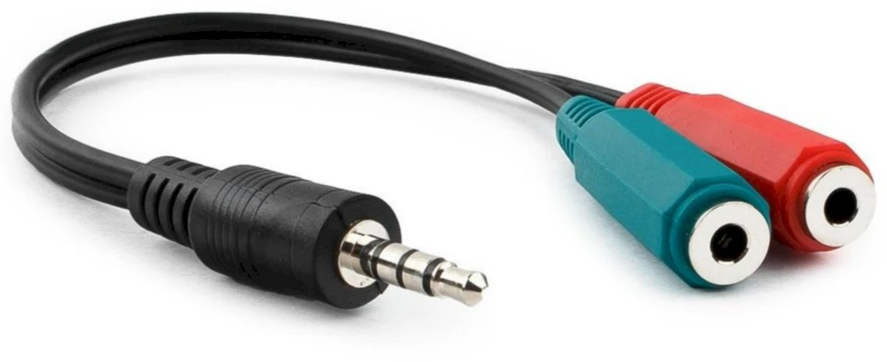 GEMBIRD CCA-417 Gembird Adapteris Stereo Mini Jack (M) 4-pin -> 2x Mini Jack (F), 20cm, juodas