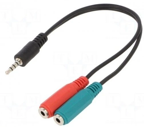 GEMBIRD CCA-417 Gembird Adapteris Stereo Mini Jack (M) 4-pin -> 2x Mini Jack (F), 20cm, juodas