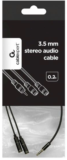 GEMBIRD CCA-417M Gembird Adapteris Stereo Mini Jack (M) 4-pin -> 2x Mini Jack (F), metal, juodas