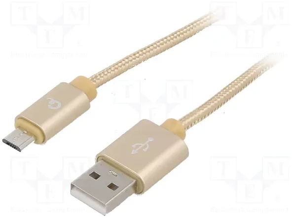 GEMBIRD CCB-mUSB2B-AMBM-6-G cotton braided micro USB cable 2.0 AM-MBM5P 1.8M metal connectors auksinis