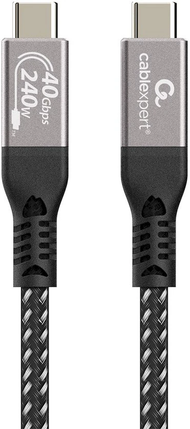 Gembird CCBP-USB4-CMCM240-0.3M Aukščiausios kokybės USB4 C tipo įkrovimo ir duomenų kabelis, 40 Gbps, 240 W, 0,3 m