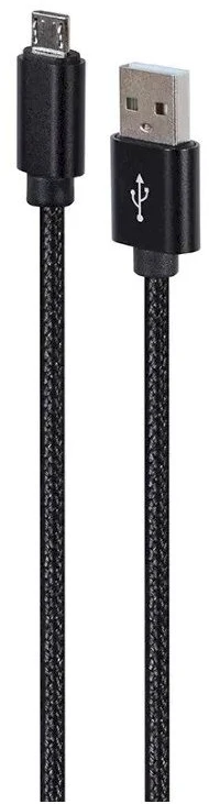 Gembird CCDB-mUSB2B-AMBM-6 Medvilninis pintas Micro-USB laidas su metalinėmis jungtimis, 1,8 m, juodas