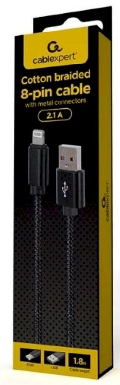 USB Laidas - Gembird Medvilnės Pintas, Juodas