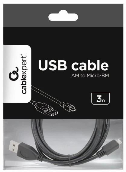 GEMBIRD CCP-MUSB2-AMBM-10 Gembird micro USB kabelis 2.0 AM-MBM5P juodas 3m