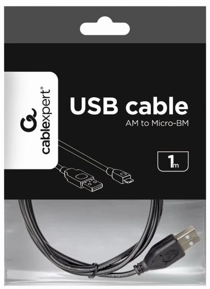 GEMBIRD CCP-MUSB2-AMBM-1M micro USB kabelis 2.0 AM-MBM5P 1m