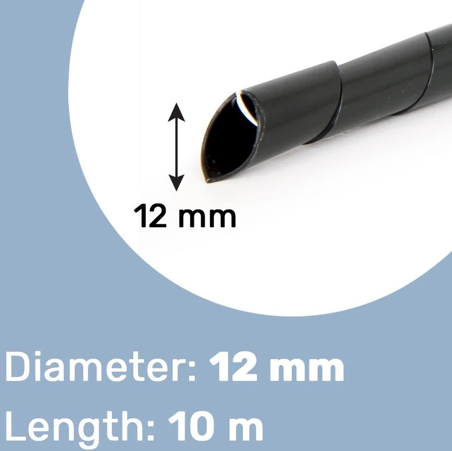GEMBIRD CM-WR1210-01 kabelių laikiklis - Spiral Wrapping Band 10m juodas 12mm