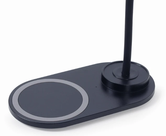 Gembird | TA-WPC10-LEDFAN-01 stalinis ventiliatorius su lempute ir belaidžiu įkrovikliu | N/A | Telefonas arba planšetinis kompiuteris su integruotu belaidžiu „Qi“ įkrovimu