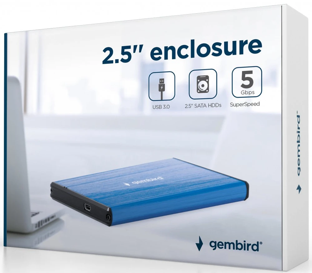 GEMBIRD EE2-U3S-3-DB USB 3.0 2.5" HDD korpusas šlifuotas aliuminis gilus-mėlynas