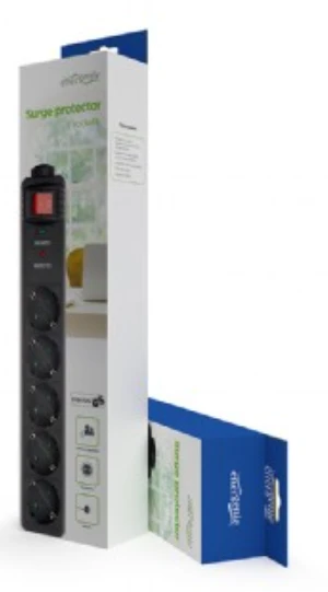 Gembird EnerGenie | Surge Protector SPG5-C-15/ 4.5 m/ 5 Sockets/ Juodas
