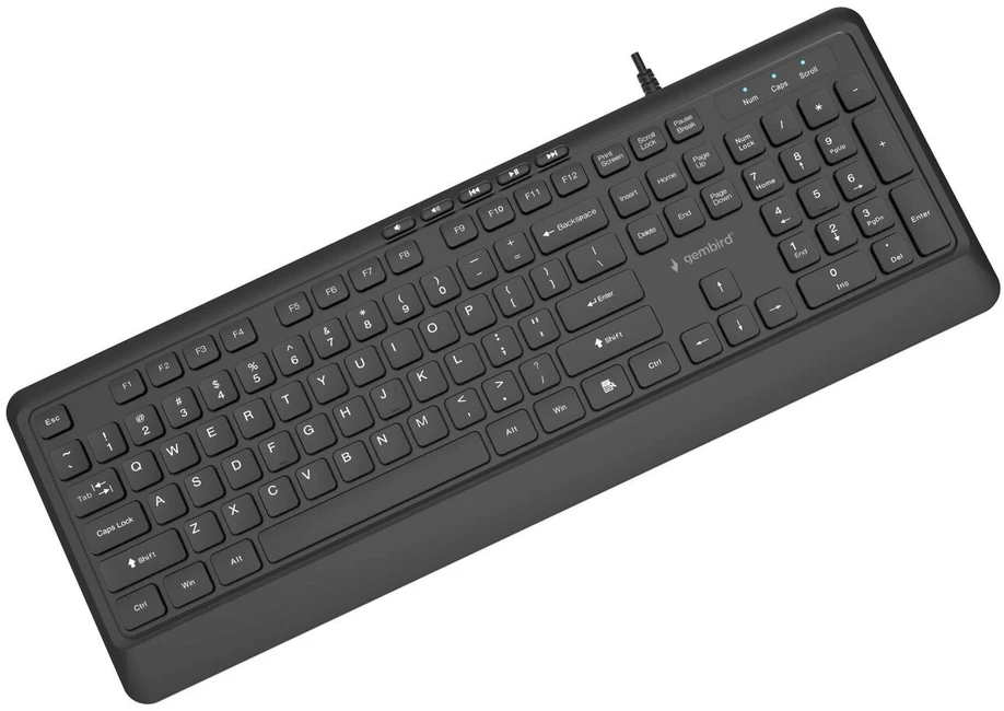 Gembird KB-MCH-05 Slim su laidu multimedia klaviatūra, juodas, US išdėstymas