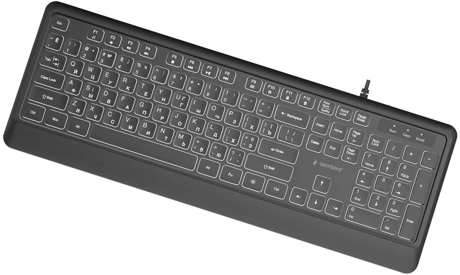 Gembird KB-UML-04-CYRL Slim su laidu backlight klaviatūra, juodas, Cyrillic išdėstymas