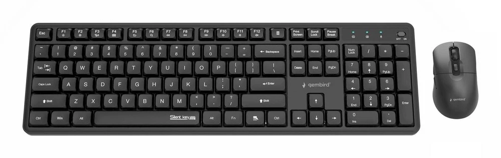 Klaviatūra Gembird KBS-WMS-01 Silent key Pro Business wireless desktop set, juodas, US išdėstymas
