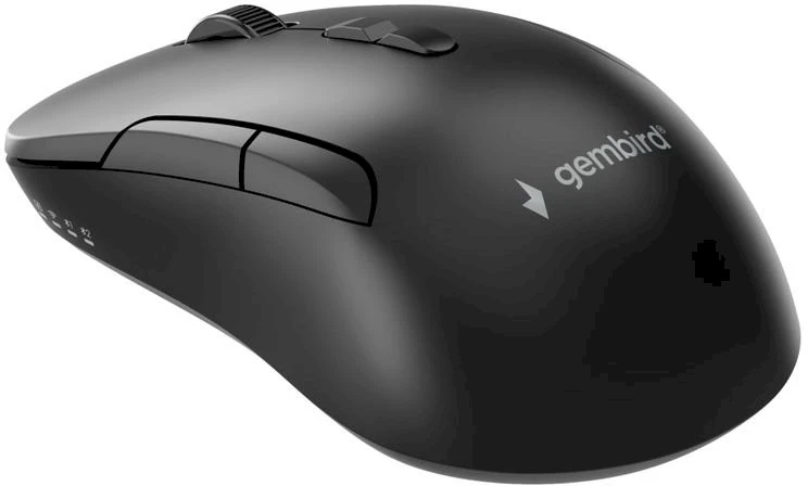 Gembird MUSW2-7B-01 Dual-mode belaidė pelė (2.4G + BT), 1600 DPI, 7-button, juodas