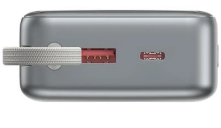 Gembird PB20-PD65-LCD-01 greito įkrovimo išorinė baterija su integruotais laidais, 65W, 20000 mAh, juodas
