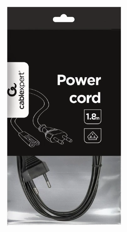 Gembird Cablexpert | Maitinimo laidas (C7), patvirtintas VDE | PC-184-075-1.8M | Juodas | CEE 7/16 į C7