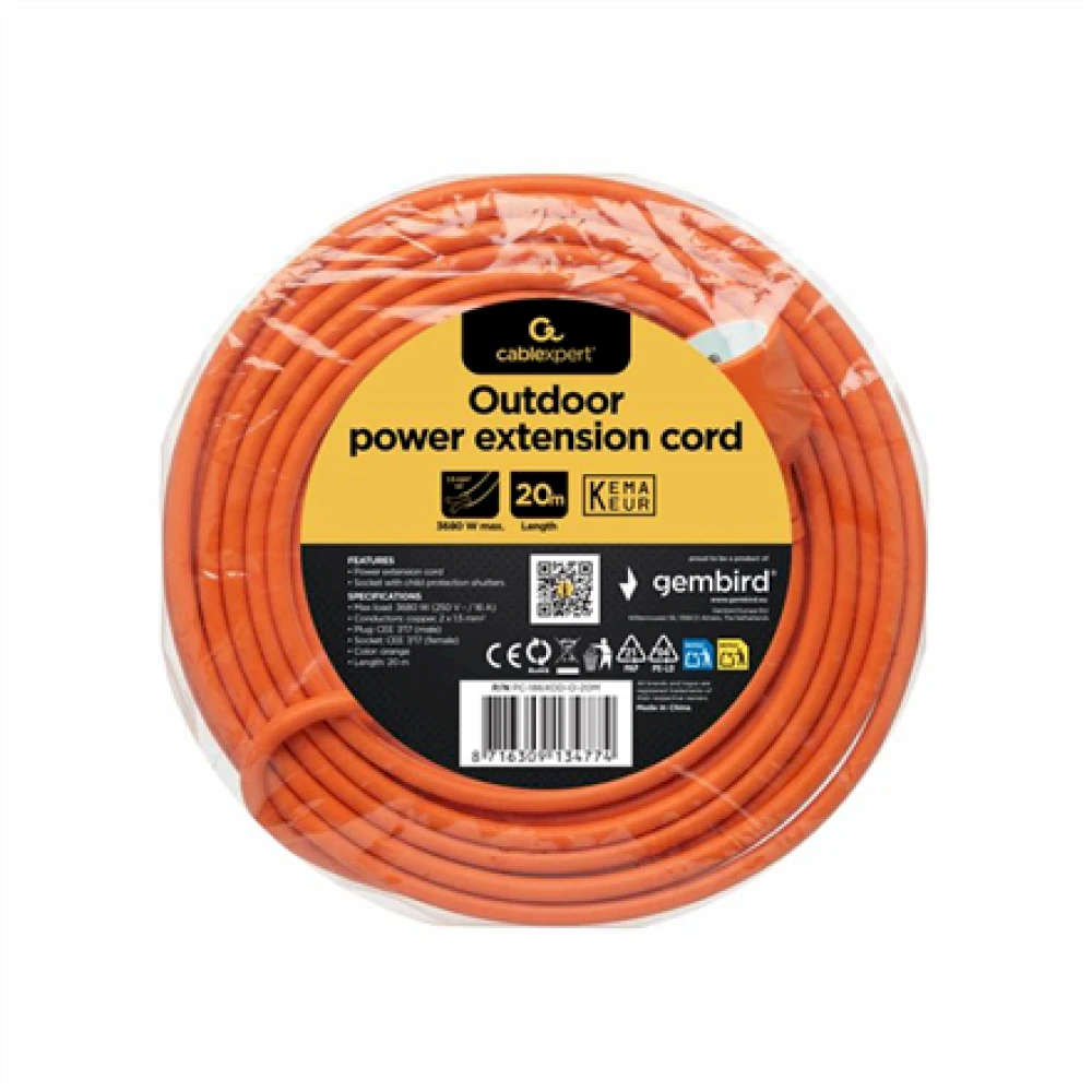 Gembird Cablexpert | Maitinimo ilgintuvas, 20 m | PC-186XOD-O-20M | Laidas | Oranžinis