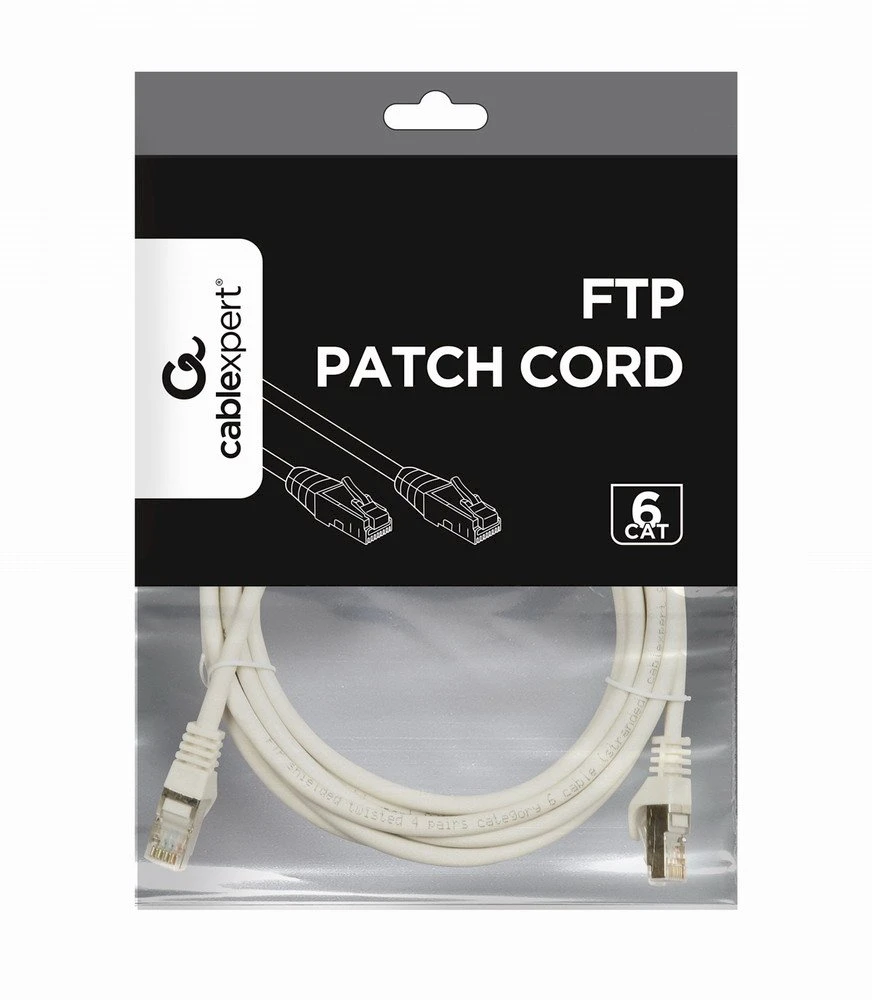 GEMBIRD PP6-3M/W Gembird patchcord RJ45, kat. 6,FTP, 3m, baltas