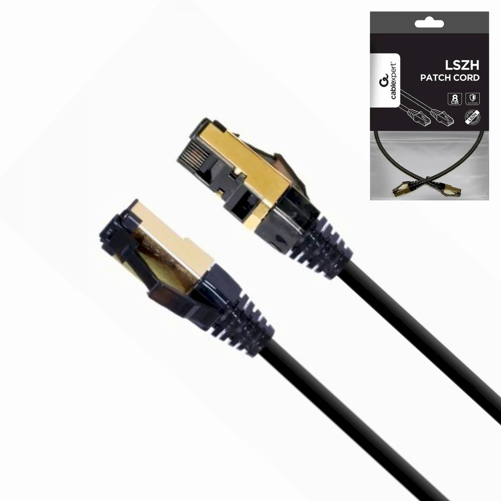 GEMBIRD PP8-LSZHCU-BK-1M S/FTP Kat. 8 LSZH pataisos laidas judas 1m