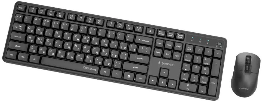 Klaviatūra Gembird KBS-WMS-01-CYRL Silent key Pro Business wireless desktop set, juodas, RU išdėstymas